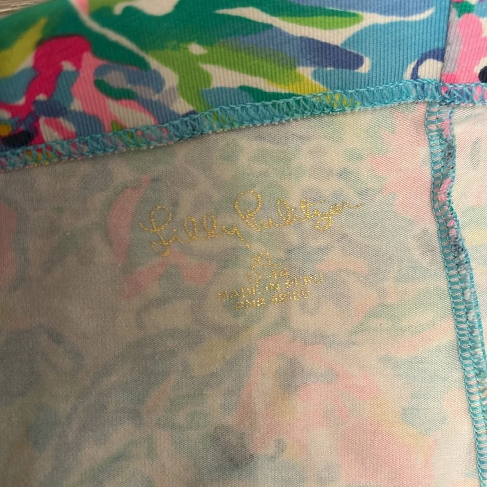 Lilly Pulitzer Blue and Pink Floral Leggings XL 12/14‎ kids